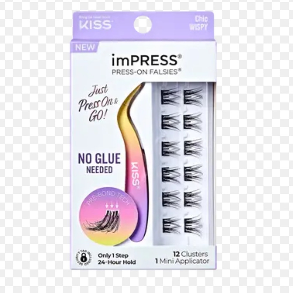 Kiss imPRESS Falsies Eyelashes With Mini Applicator Edgy Wispy 12 Clusters